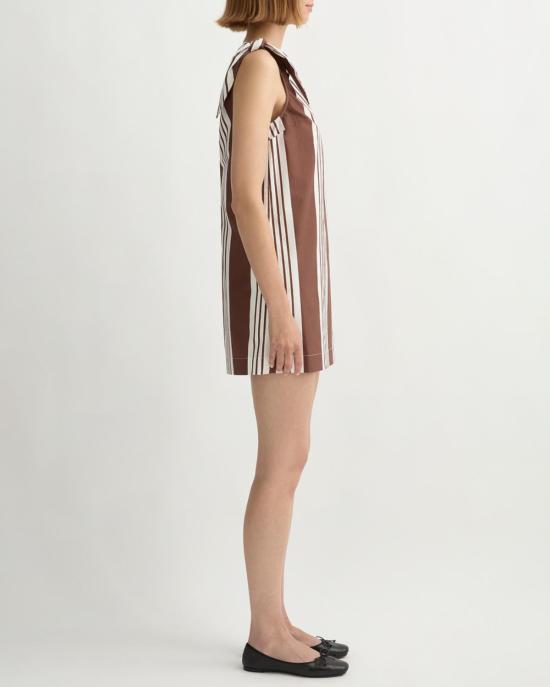  포제 숏 원피스 포세 로지 미니 드레스 초콜릿 스트라이프 - POSSE