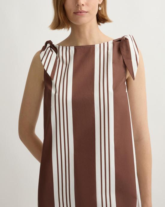  포제 숏 원피스 포세 로지 미니 드레스 초콜릿 스트라이프 - POSSE