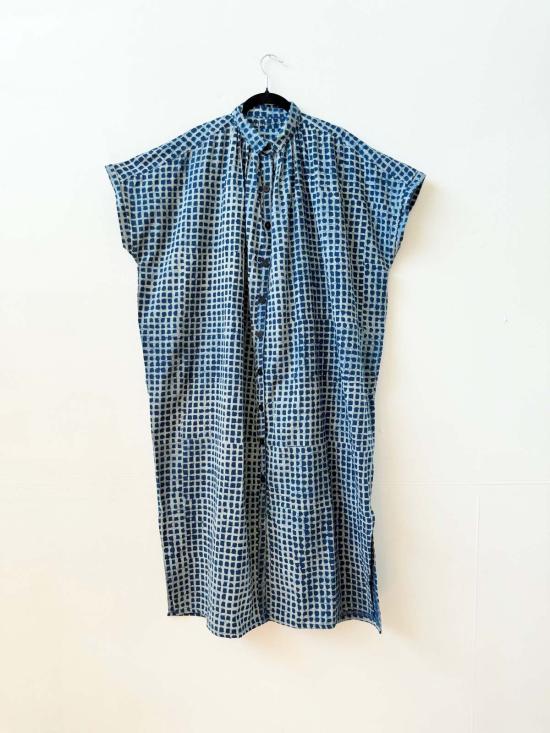  해피 프렌치 갱 롱 원피스 엘리스 드레스 인디고 체크 라이트 - HAPPY FRENCH GANG