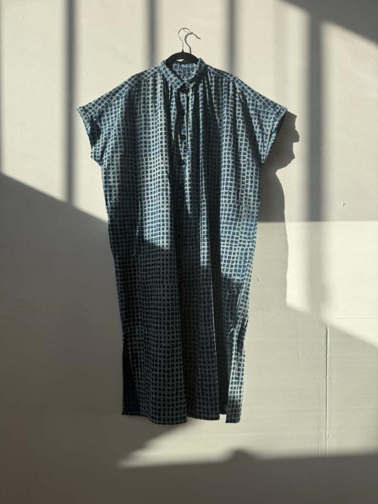  해피 프렌치 갱 롱 원피스 엘리스 드레스 인디고 체크 라이트 - HAPPY FRENCH GANG