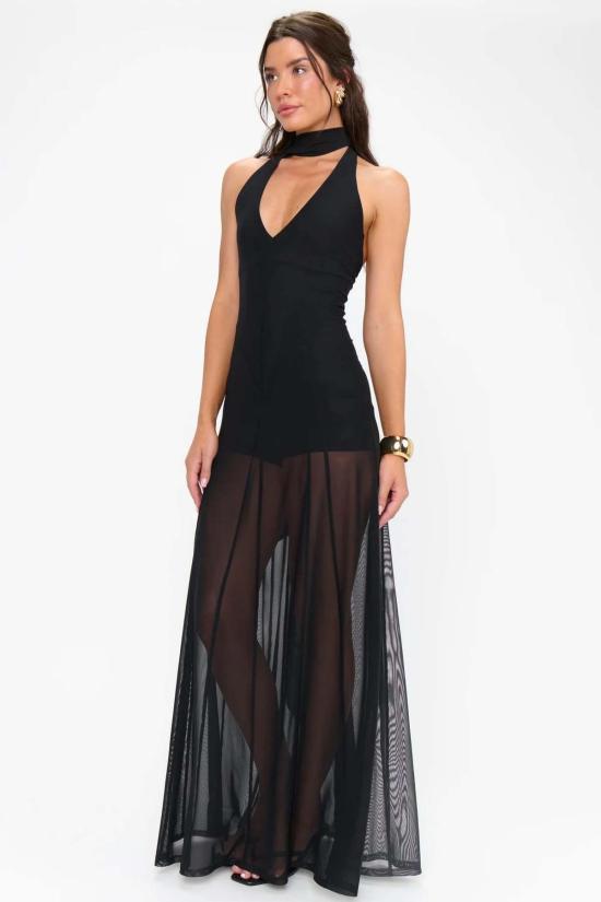  Mumu 롱 원피스 무무 카티아 맥시 드레스 블랙 메시