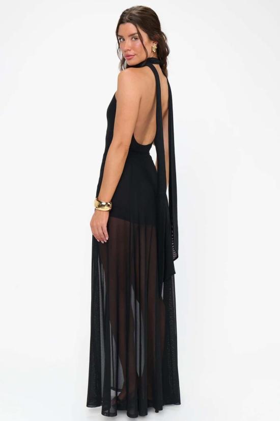  Mumu 롱 원피스 무무 카티아 맥시 드레스 블랙 메시 - OTHER BRANDS