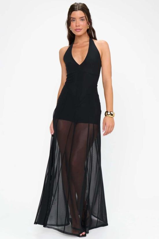  Mumu 롱 원피스 무무 카티아 맥시 드레스 블랙 메시 - OTHER BRANDS