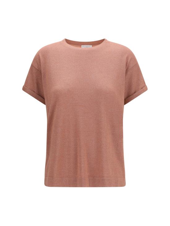 26SS 브루넬로 쿠치넬리 스파클링 캐시미어 실크 니트 티셔츠 M41810000 C9399 PINK