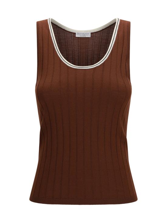 26SS 브루넬로 쿠치넬리 민소매 티셔츠 M14817210 CSB21 BORDEAUX