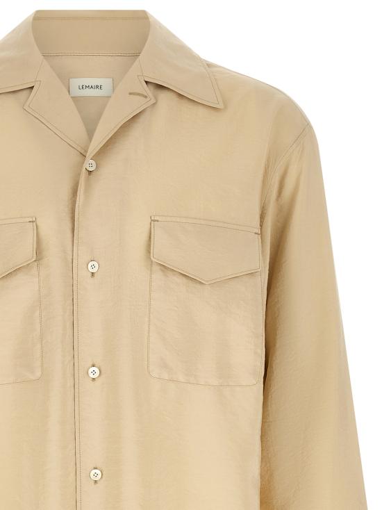 26SS 르메르 드라이 실크 컨버터블 칼라 셔츠 SH1233LF1308BG235 Beige - LEMAIRE
