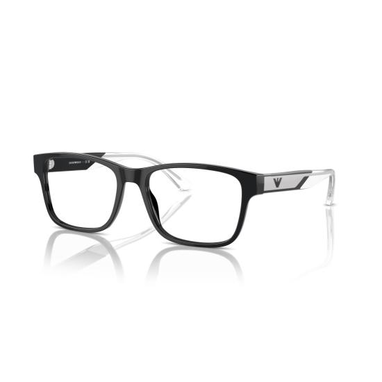 26SS 엠포리오 아르마니 안경 0Ea3239 직사각형 검정색 아세테이트 안경테 (투명 다리) - EMPORIO ARMANI