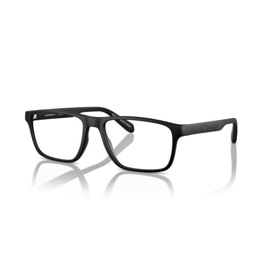 26SS 엠포리오 아르마니 안경 0Ea3233 직사각형 무광 블랙 안경 (미니멀 디자인) - EMPORIO ARMANI
