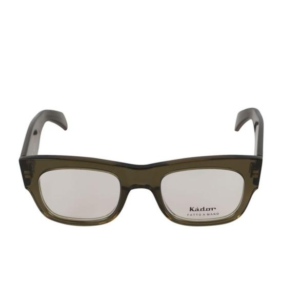 카돌 선글라스 다크 올리브 색상의 투명 렌즈가 있는, 시대를 초월하는 직사각형 프레임