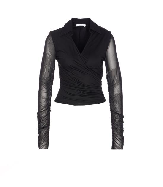 25FW 막스마라 AIELLO 아이엘로 러치드 칼라 드레이프 셔츠 2521946088600 AIELLO 003 Black