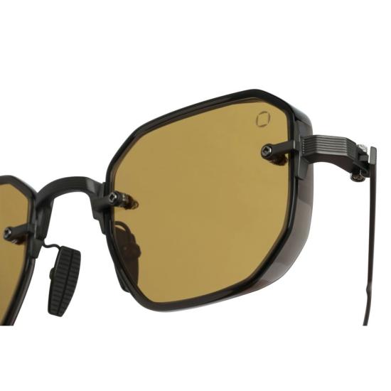  아코니 선글라스 AKS-307 기하학적 블랙  (앰버 틴트 렌즈) - AKONI