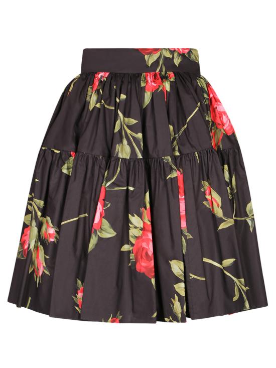 26SS 돌체앤가바나 로즈 부케 프린트 숏 스커트 F4CB1T HS5UT HN5ZN Black