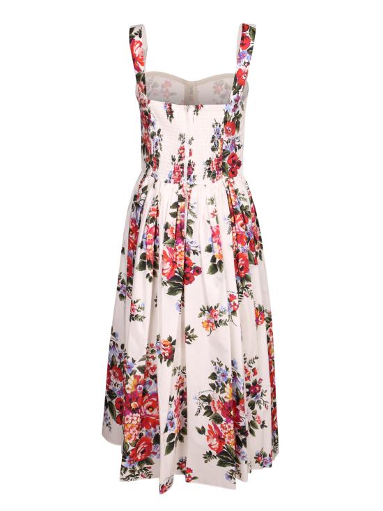 26SS 돌체앤가바나 플라워 부케 프린트 코튼 드레스 F6TTGT HS5UU HA5ZO White - DOLCE & GABBANA