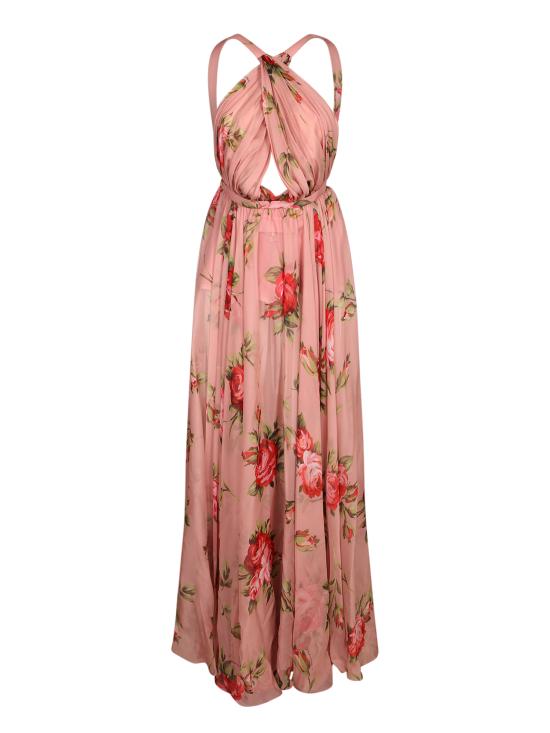 26SS 돌체앤가바나 로즈 부케 프린트 쉬폰 드레스 F6ZA1T IS11F HF5ZN Pink