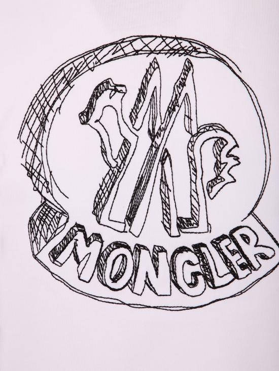 26SS 몽클레어 스케치 자수 로고 코튼 티셔츠 8C00035 89AUG 00A White - MONCLER