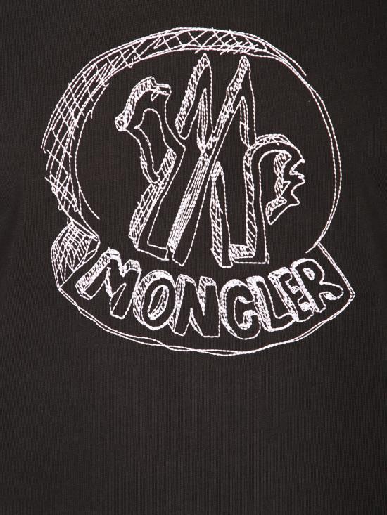 26SS 몽클레어 스케치 자수 로고 코튼 티셔츠 8C00035 89AUG 999 Black - MONCLER