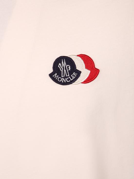 26SS 몽클레어 자수 트라이컬러 로고 코튼 티셔츠 8C00074 89B8Q 034 White - MONCLER