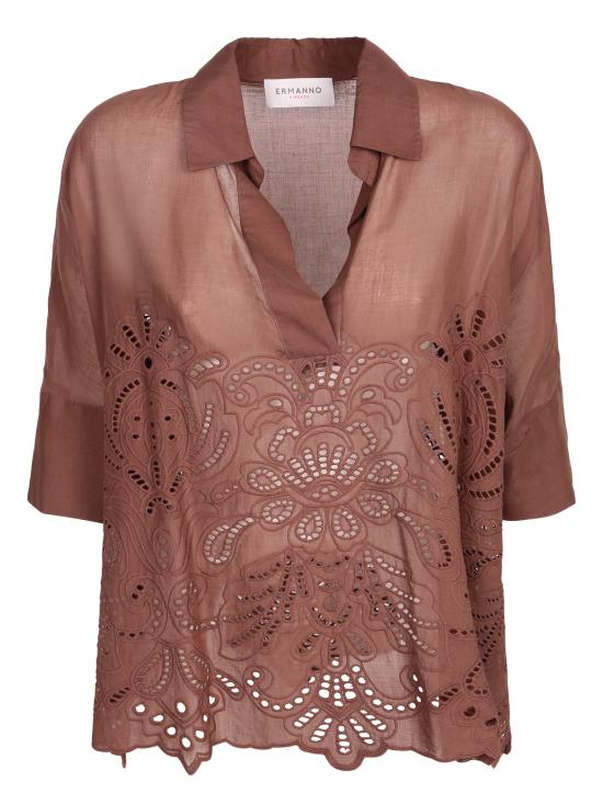 26SS 에르마노 피렌제 블라우스 D48EK022 EN0 MFB24 Brown