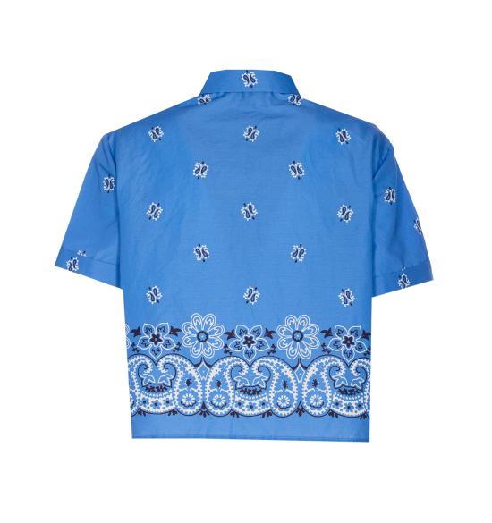 25FW 미우미우 프린티드 슬럽 포플린 셔츠 MK1951 17XXF061M Blue - MIU MIU