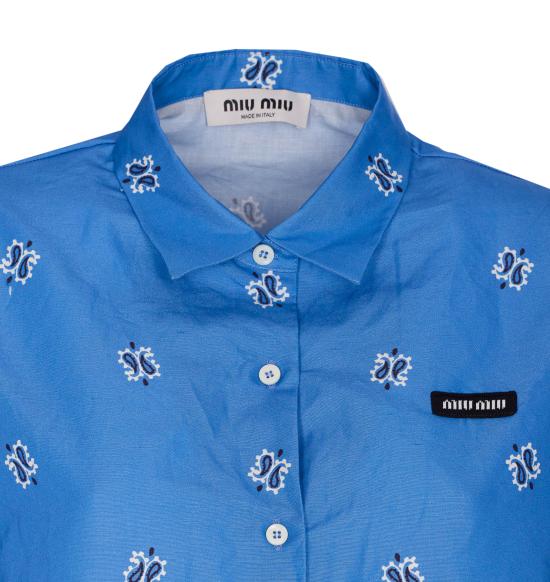 25FW 미우미우 프린티드 슬럽 포플린 셔츠 MK1951 17XXF061M Blue - MIU MIU