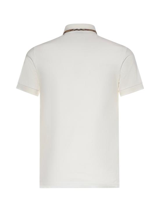26SS 버버리 체크 트리밍 코튼 폴로셔츠 8126955 B7078 Chalk white - BURBERRY