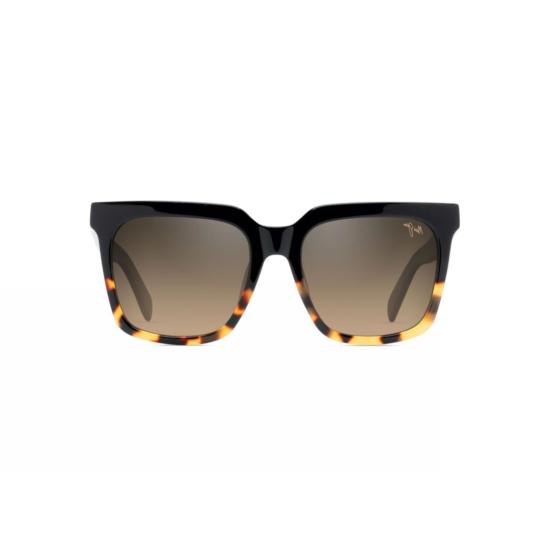  마우이짐 선글라스 루프탑 스퀘어 프레임 , 호피 무늬 디자인 및 그라데이션 렌즈