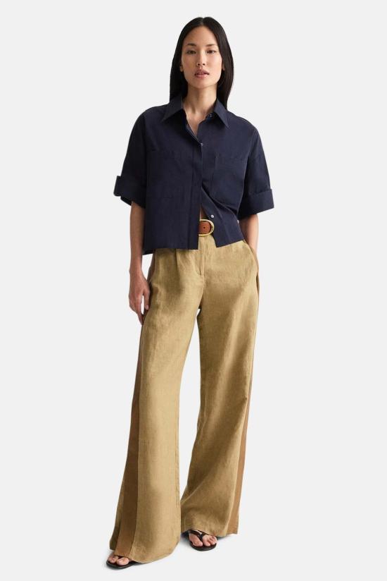  티더블유피 팔라초 팬츠 Twp 슬림 , 립 턱시도, 평직 린넨 소재 - TWP