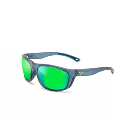  마우이짐 선글라스 Nuu Landing 반투명 파란색 프레임, 반사형 녹색 렌즈 - MAUI JIM