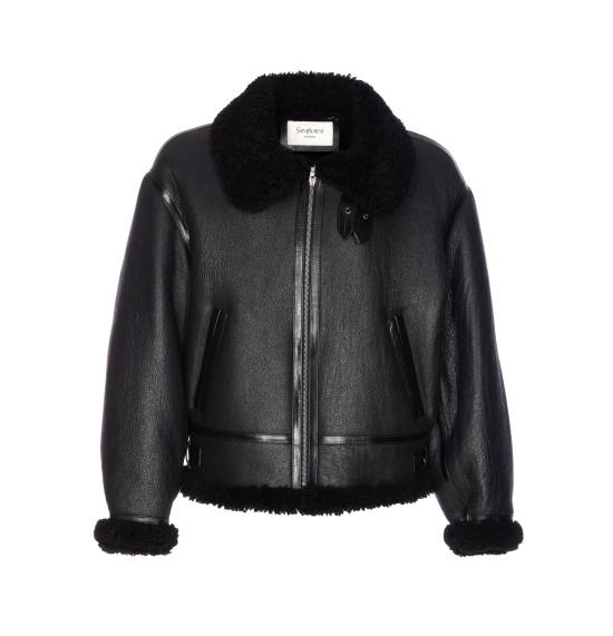 25FW 생로랑 무스탕 837363 YCOW21010 Black