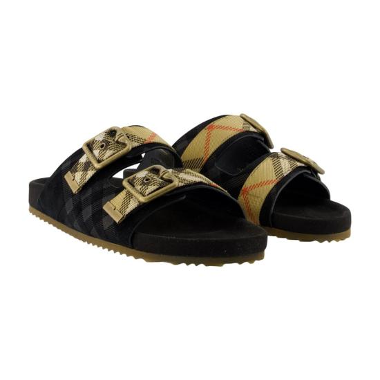 26SS 버버리 체크 스웨이드 얼친 샌들 8118615A1189 BLACK - BURBERRY