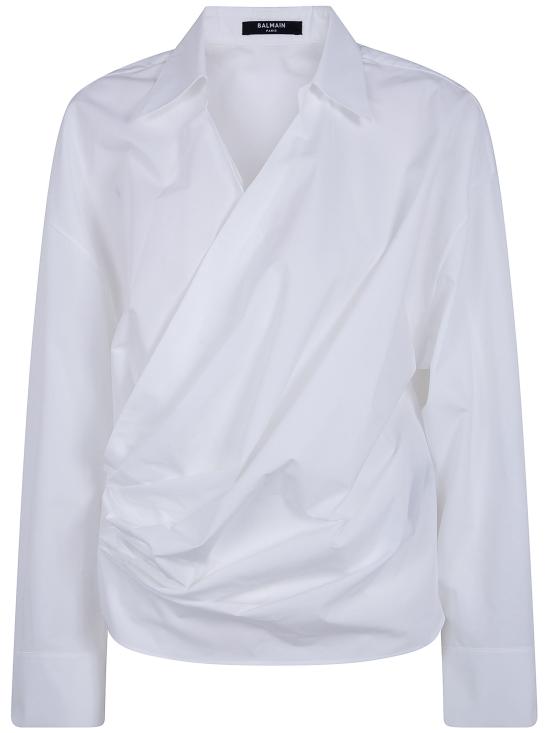 26SS 발망 블라우스 GF0HU491CG72 0FB WHITE