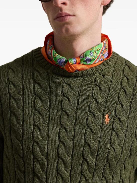26SS 폴로 랄프로렌 로고 자수 케이블 니트 스웨터 710775885542 GARDEN GREEN - POLO RALPH LAUREN