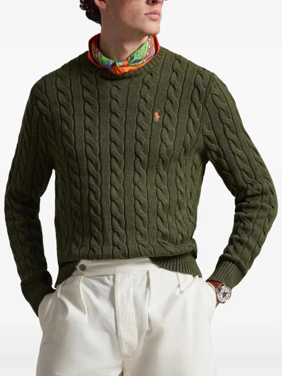 26SS 폴로 랄프로렌 로고 자수 케이블 니트 스웨터 710775885542 GARDEN GREEN - POLO RALPH LAUREN