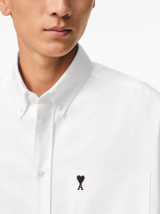 26SS 아미 코튼 박시 자수 아미 드 하트 HSH823CO0031 168 WHITE - AMI