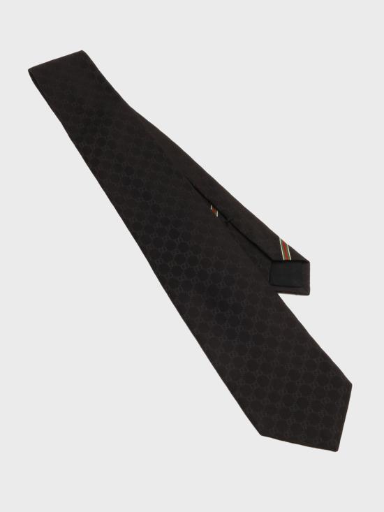 26SS 구찌 GG 패턴 실크 타이 4565204B002 1000 BLACK - GUCCI