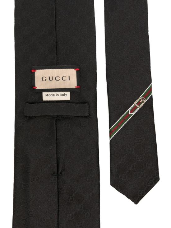 26SS 구찌 GG 패턴 실크 타이 4565204B002 1000 BLACK - GUCCI