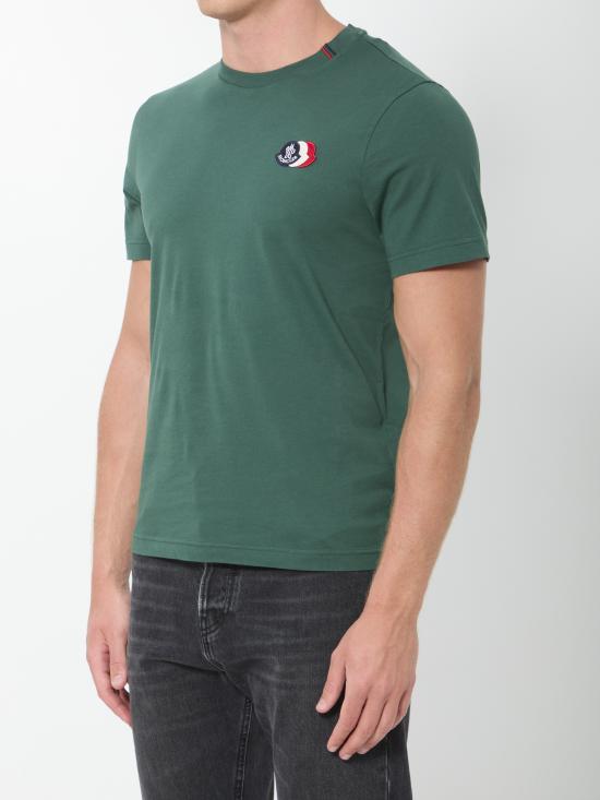 26SS 몽클레어 자수 트라이컬러 로고 코튼 티셔츠 L10918C0007489B8Q 866 GREEN - MONCLER