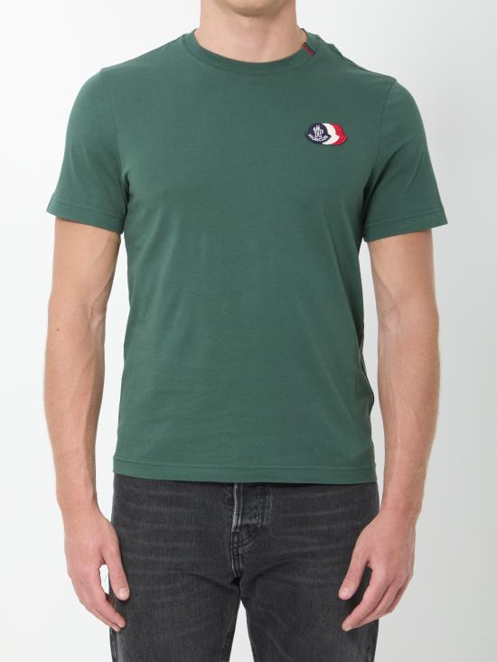 26SS 몽클레어 자수 트라이컬러 로고 코튼 티셔츠 L10918C0007489B8Q 866 GREEN
