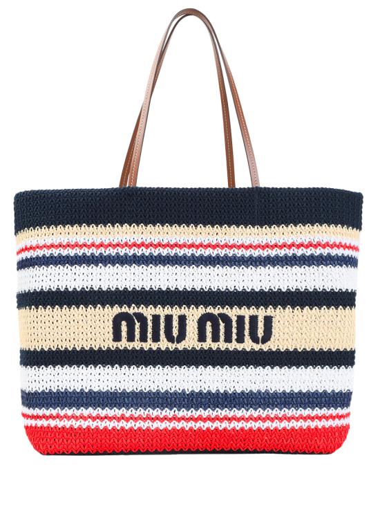 26SS 미우미우 라피아 우븐 토트백 5BG2282DO3 F05CK MULTICOLOUR