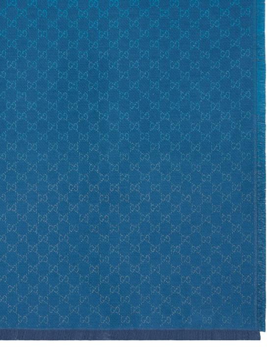 25FW 구찌 GG 프린트 울&코튼 숄 8452433GC464769 blue - GUCCI