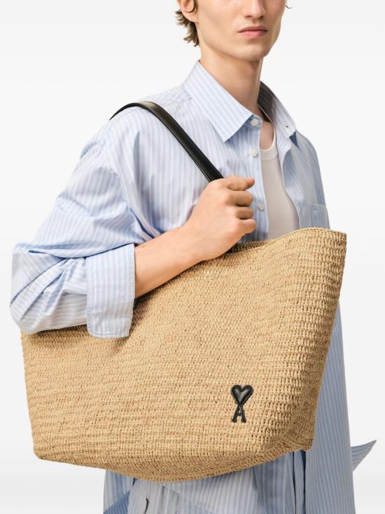 26SS 아미 빅 하트 로고 라피아 토트백 ULL740AW0036113 NATUREL - AMI