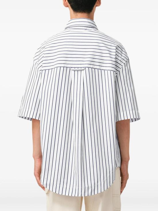 26SS 아미 스트라이프 코튼 숏슬리브 아미 드 하트 와이드 셔츠 USH809CO0220A074 BLANCENCRE - AMI