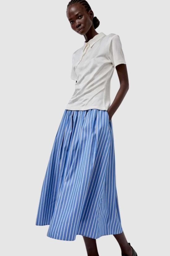  넘버 식스 롱 스커트 6번 멜 스커트 이튼 스트라이프 - NO.6