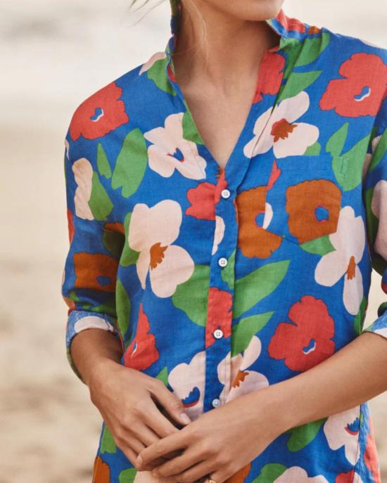  프랭크 앤 에일린 숏 원피스 프랭크 앤 아일린 메리 클래식 셔츠드레스, 밝은 파란색 꽃무늬 - FRANK & EILEEN