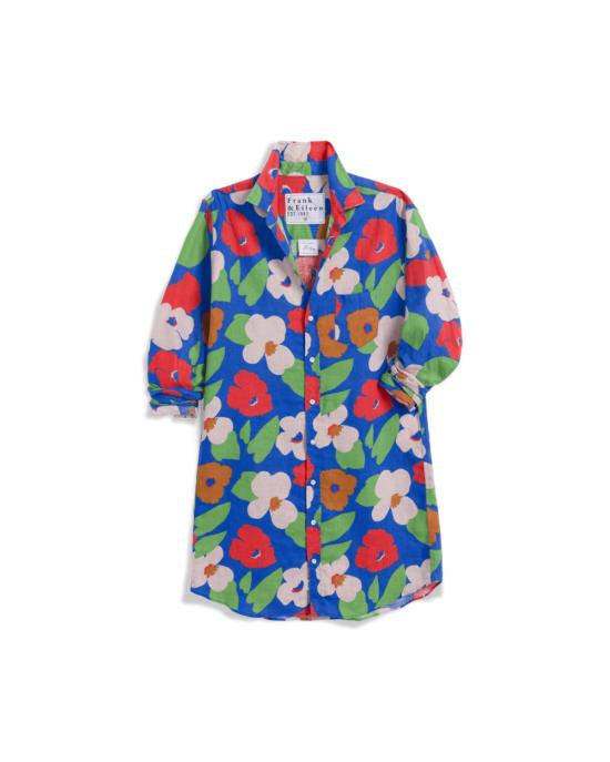  프랭크 앤 에일린 숏 원피스 프랭크 앤 아일린 메리 클래식 셔츠드레스, 밝은 파란색 꽃무늬
