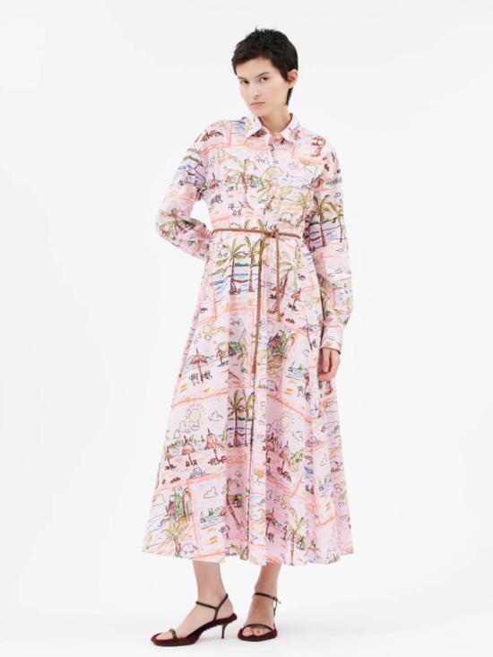  오디 롱 원피스 홀리데이 스케치북 프린트 드레스