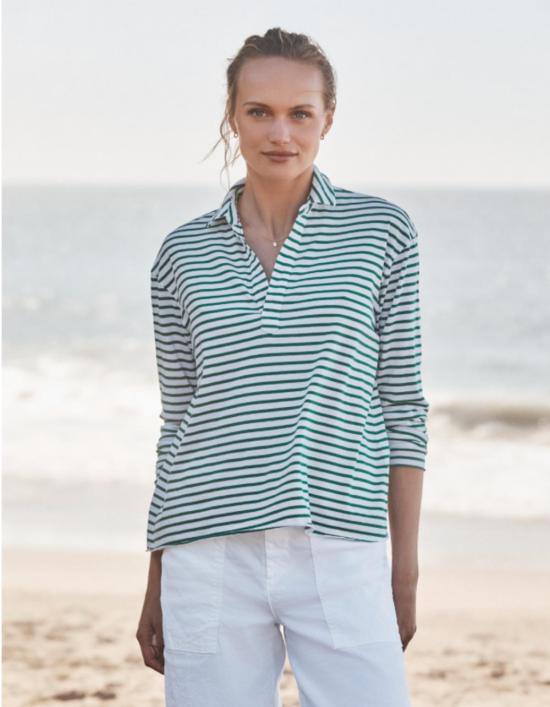  프랭크 앤 에일린 긴팔 티셔츠 프랭크 & 아일린 패트릭 포포버 헨리 그린/화이트 스트라이프