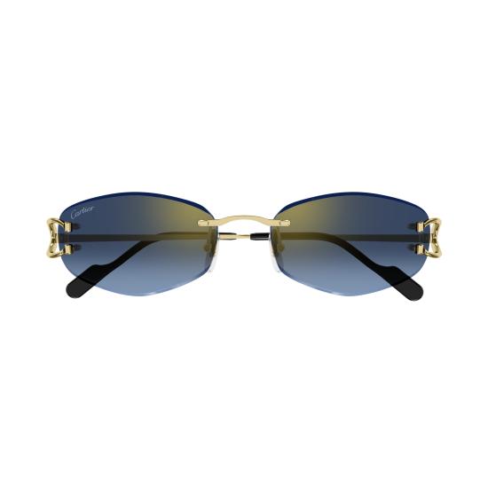 25FW 까르띠에 선글라스 CT0467S 002 GOLD GOLD BLUE - CARTIER