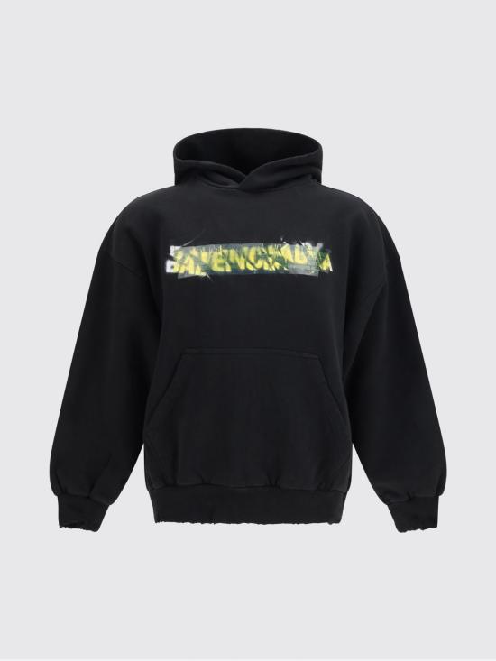 26SS 발렌시아가 후드 티셔츠 871956TUVI9 1000 Black