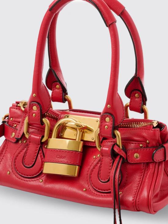 26SS 끌로에 스몰 그레인드 레더 패딩턴 백 CH26SS805P75 632 Red - CHLOE